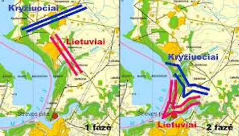 Lietuvos ir Kryžiuočių kariuomenės pozicijos Strėvos mūšyje