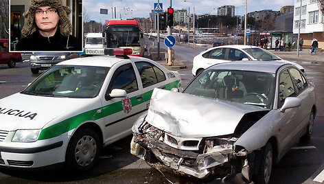 Avarijoje buvo apgadintas Emilio Vėlyvio automobilis &bdquo;Mitsubishi Carisma&ldquo;.