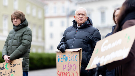 Prie prezidentūros vyko žaliųjų partijos demonstracija dėl naktinių taikiklių