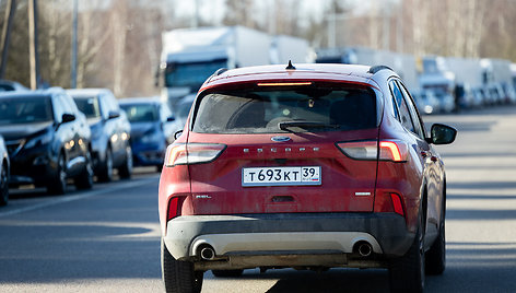 Automobilių eilė į Baltarusiją ties Medininkais