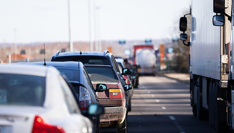 Automobilių eilė į Baltarusiją ties Medininkais