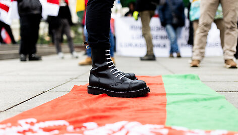 Lietuvoje gyvenančių baltarusių protesto akcija &bdquo;Luka&scaron;enką &ndash; į smulkintuvą&ldquo;