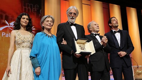 I&scaron; kairės: Audrey Tatou, Emmanuelle Riva, Michaelas Haneke, Jeanas-Louisas Trintignant ir Adrienas Brody