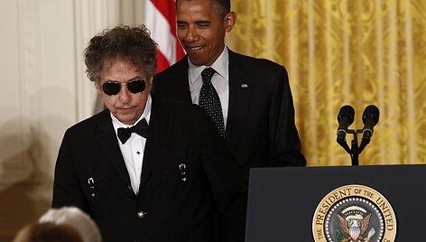 Bobas Dylanas (kairėje) ir Barackas Obama