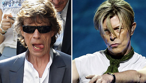 Mickas Jaggeris (kairėje) ir Davidas Bowie
