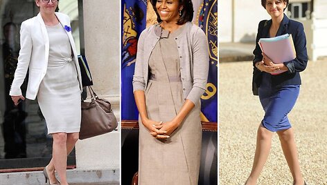 Klasikinis stilius (i&scaron; kairės į de&scaron;inę: Delphine Batho, Michelle Obama, Najat Vallaud-Belkacem)