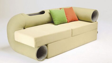 Sofa su augintiniams skirtais tuneliais
