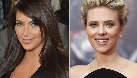 Kuri gražesnė: blondinė ar brunetė? Kairėje: Kim Kardashian, de&scaron;inėje: Scarlett Johansson.