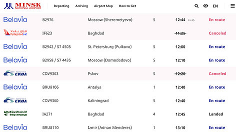 Skrydžiai i&scaron; Irako į Minską: vienas buvo at&scaron;auktas, kitas įvyko