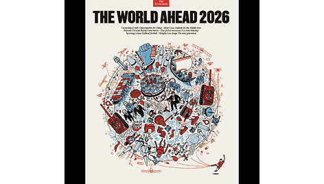 &bdquo;The Economist&ldquo; numerio, kuriame buvo pateikiamos prognozės 2026-iesiems, viršelis