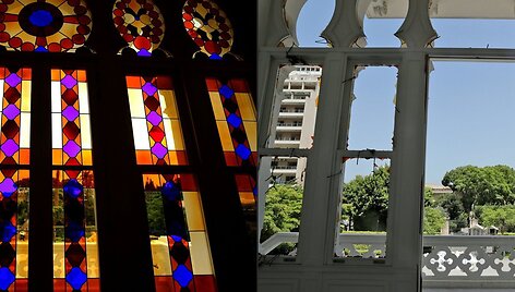 Beirutas prie&scaron; ir po sprogimo