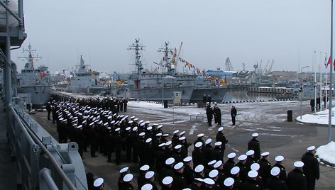 Karinėse jūrų pajėgose vyko Lietuvos valstybės atkūrimo dienos minėjimas