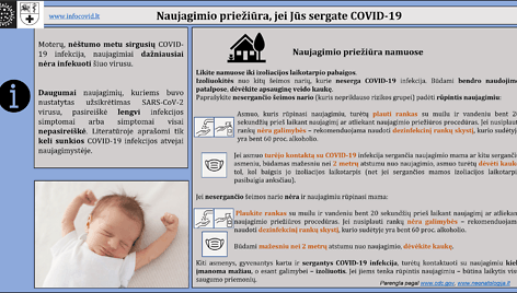 Kūdikio priežiūra ir žindymas sergant COVID-19