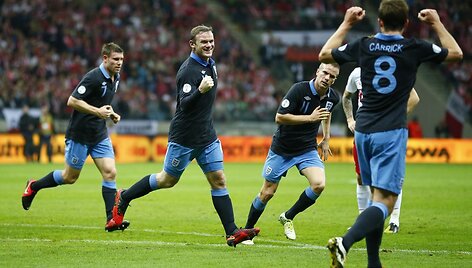 Lenkijos ir Anglijos futbolo rinktinės sužaidė lygioiosmis 1:1