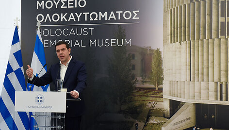 Alexis Tsipras Holokausto muziejaus statybų pradžios paskelbimo ceremonijoje 