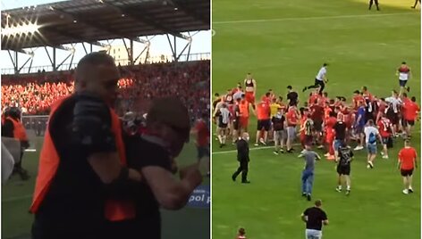 Lodzės &bdquo;Widzew&ldquo; sirgaliai puolė savo komandos žaidėjus