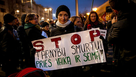 Mitingas protestuojant dėl i&scaron; &scaron;eimų paimamų vaikų