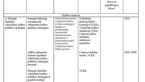 Valstybinės kalbos politikos 2018&ndash;2022 metų gairių įgyvendinimo priemonių planas
