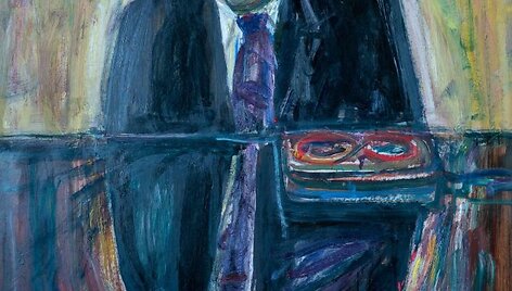 Arvydas &Scaron;altenis. &bdquo;Muzikologo portretas&ldquo; 1987-2014, kartonas, aliejus