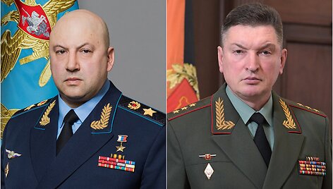 Rusijos puolimo Donbase vadai: &bdquo;Pietų&ldquo; grupuotės vadas generolas Sergejus Surovikinas ir &bdquo;Centro&ldquo; grupuotės vadas generolas Aleksandras Lapinas