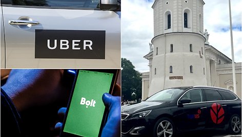 „Bolt“, „Uber“ ir „Forus“