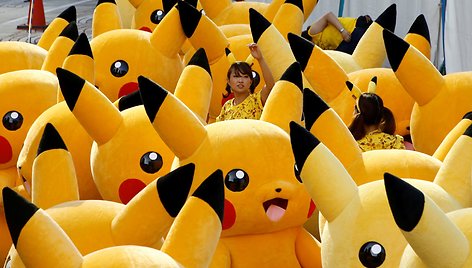 Pokemono Pikačiu paradas Japonijoje