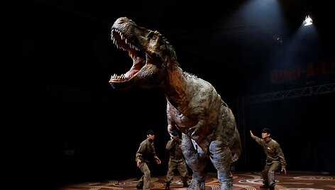 Japonijoje rengiami pasirodymai su 8 metrų ilgio dinozauru-robotu