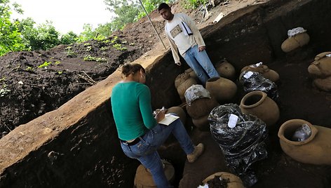 Stadiono statybvietėje Nikaragvoje rasti daugiau nei 1000 metų senumo artefaktai