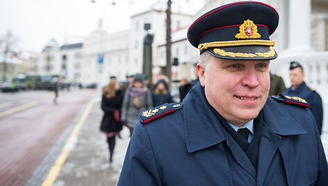 Generolo majoro Edvardo Mažeikio i&scaron;leidimo į atsargą ceremonija prie Kra&scaron;to Apsaugos Ministerijos