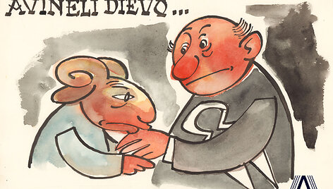 Juozo Kasčiūno 1963 m. sukurta antireliginė karikatūra