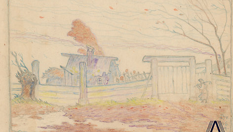 Adomo Brako piešinys „Peizažas“, 1946 m. spalio 1 d.