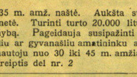 Pažinčių skelbimas i&scaron; tarpukario Lietuvos spaudos