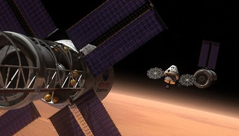 Erdvėlaivis Orion kosmose menininko akimis