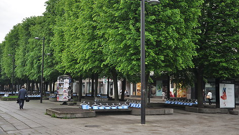 Ankstų rytą Kauno Laisvės alėjoje nusidriekė 2 tūkst. pakabų su plakatais, raginančiais „padžiauti uniformas“ ir gegužės 21 d. apsilankyti renginyje „Nuotykių diena su KTU“. 