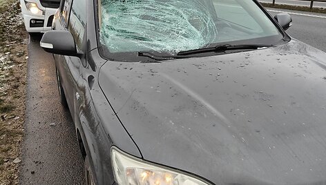 Ledo luitas pramu&scaron;ė automobilio stiklą