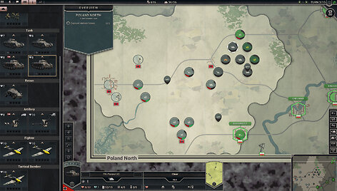 Maksimaliai atitraukus kamerą žaidimo žemėlapis ima priminti klasikinius karo žaidimus. Beje, pamatinės &bdquo;Panzer Corps&ldquo; taisyklės, pana&scaron;aus pobūdžio stalo žaidimuose buvo naudojamos dar iki kompiuterių atsiradimo