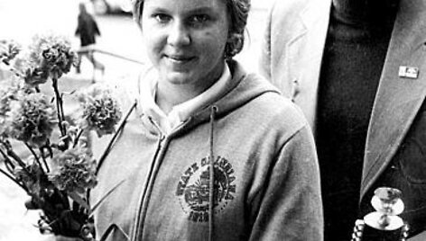 Lina Kačiu&scaron;ytė su treneriu A.Gražiūnu