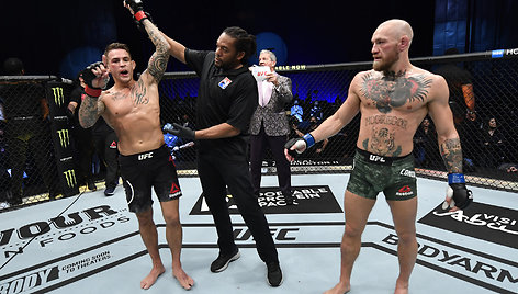 Conoras McGregoras ir Dustinas Poirier: dvikovoje Abu Dabyje MMA žvaigždė C.McGregoras patyrė pralaimėjimą.