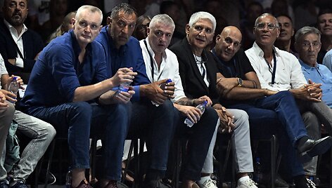 Zagrebe vyko renginys Draženo Petrovičiaus atminimui. Žarko Paspalis, Vlade Divacas, Predragas Danilovičius, Panagiotis Giannakis.