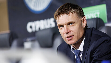 Lietuvos futbolo rinktinė Tautų lygos rungtynėse Kipre. Edgaras Jankauskas