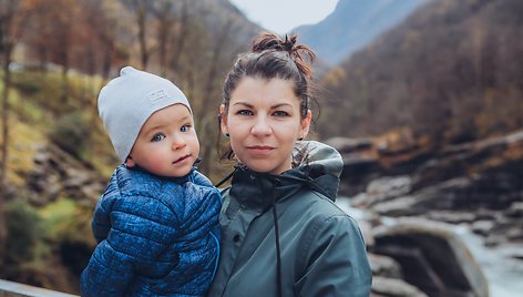 Simona Filippova su sūnumi Luku