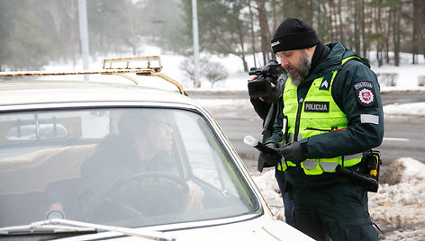 Šventinio kelių policijos reidas Vilniuje akimirka