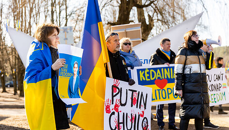 Protesto akcija prie&scaron; Rusijos sulaikytą Melitopolio merą