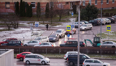 Slidaus kelio sustingdytas Vilniaus Laisvės prospektas