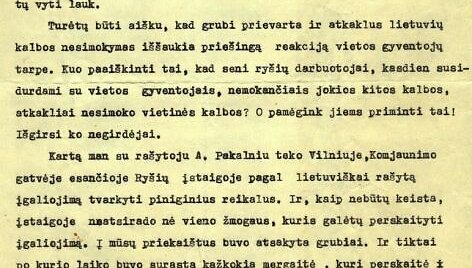 Pauliaus &Scaron;irvio lai&scaron;kas Antanui Sniečkui