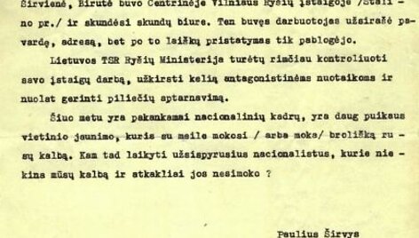 Pauliaus &Scaron;irvio lai&scaron;kas Antanui Sniečkui, tekstas