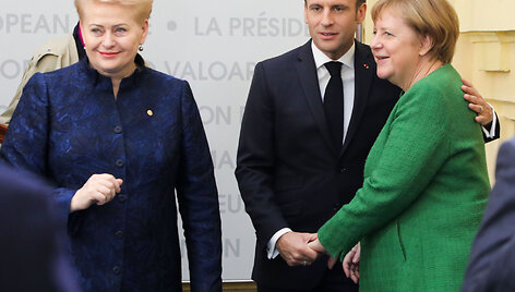 Dalia Grybauskaitė, Emmanuelis Macronas, Angela Merkel