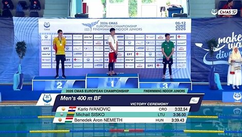 Lietuvos sportininkas Michail &Scaron;i&scaron;ko tapo Europos jaunių plaukimo su pelekais vicečempionu