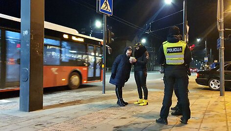 Lenktynininkų ir policijos akcija Kaune