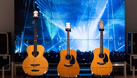 Davido Gilmouro gitarų kolekcijos aukciono akimirka 